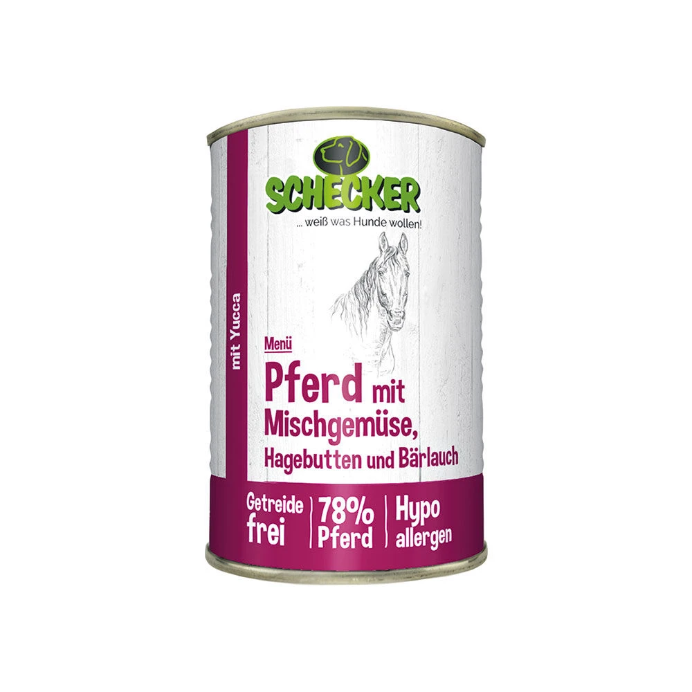 Schecker Hondenmenu - Paard Met Gemengde Groenten, Rozenbottels En Daslook 3 Schecker Hondenmenu - Paard Met Gemengde Groenten, Rozenbottels En Daslook - Afbeelding 3