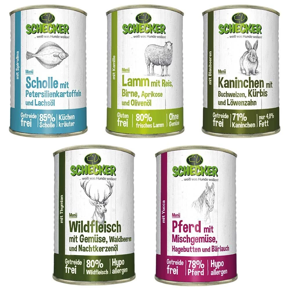 11 X Schecker Hondenmenu Blikken 410g (11-er 410g) 2 11 X Schecker Hondenmenu Blikken 410g (11-er 410g) - Afbeelding 2